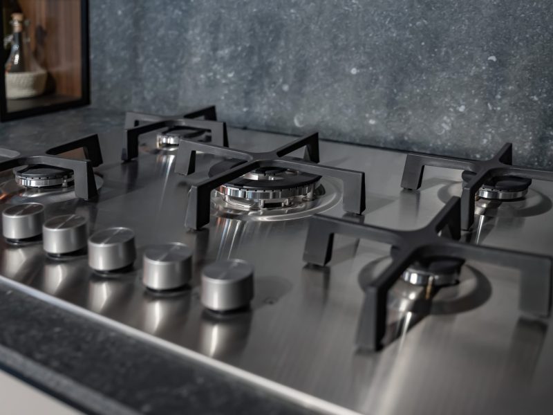 Modern, stylish gas stove in the kitchen