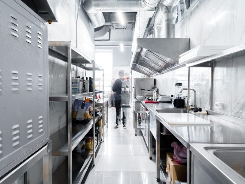 Kitchen appliances in professional kitchen in a restaurant, nobody